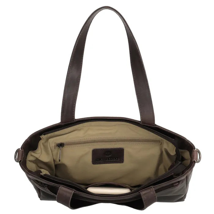 Shopper 34x34cm in Braun aus Leder mit Reißverschluss und Tauschriemen - leder-accessoires.com