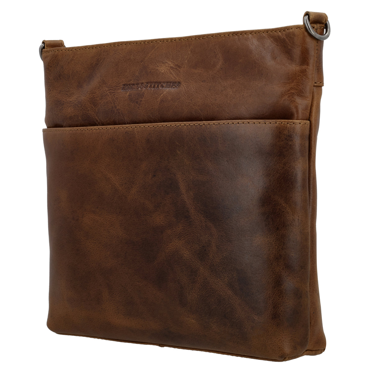 Schultertasche 26x25cm in Cognac aus Leder mit Reißverschluss und Wechselriemen - leder-accessoires.com