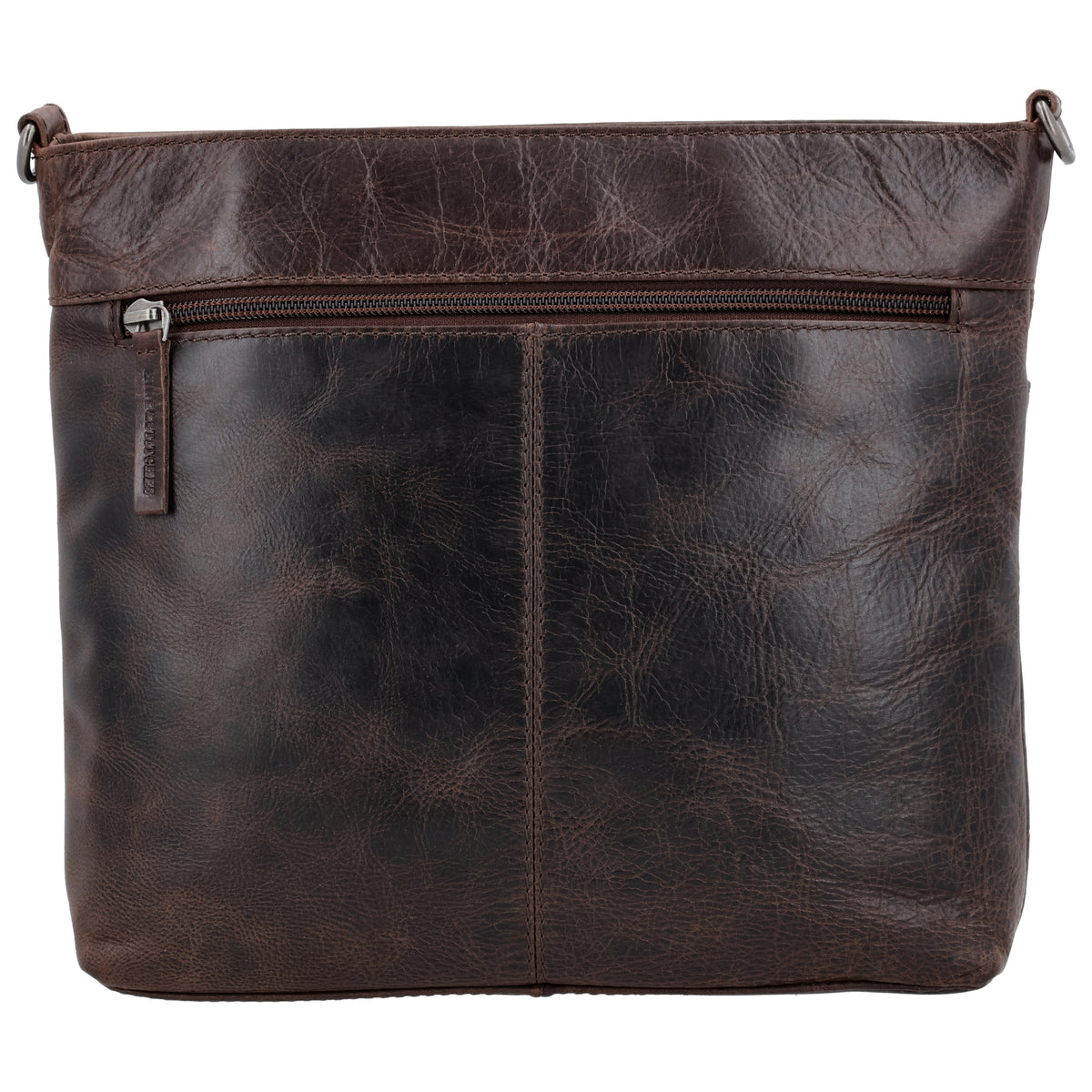 Schultertasche 26x25cm in Braun aus Leder mit Reißverschluss und Wechselriemen - leder-accessoires.com