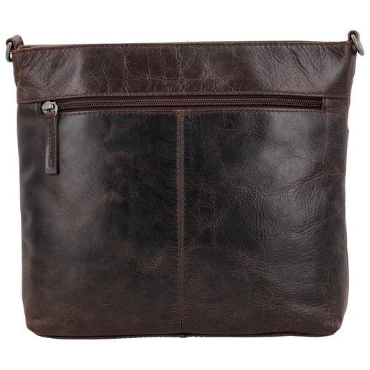 Schultertasche 26x25cm in Braun aus Leder mit Reißverschluss und Wechselriemen - leder-accessoires.com