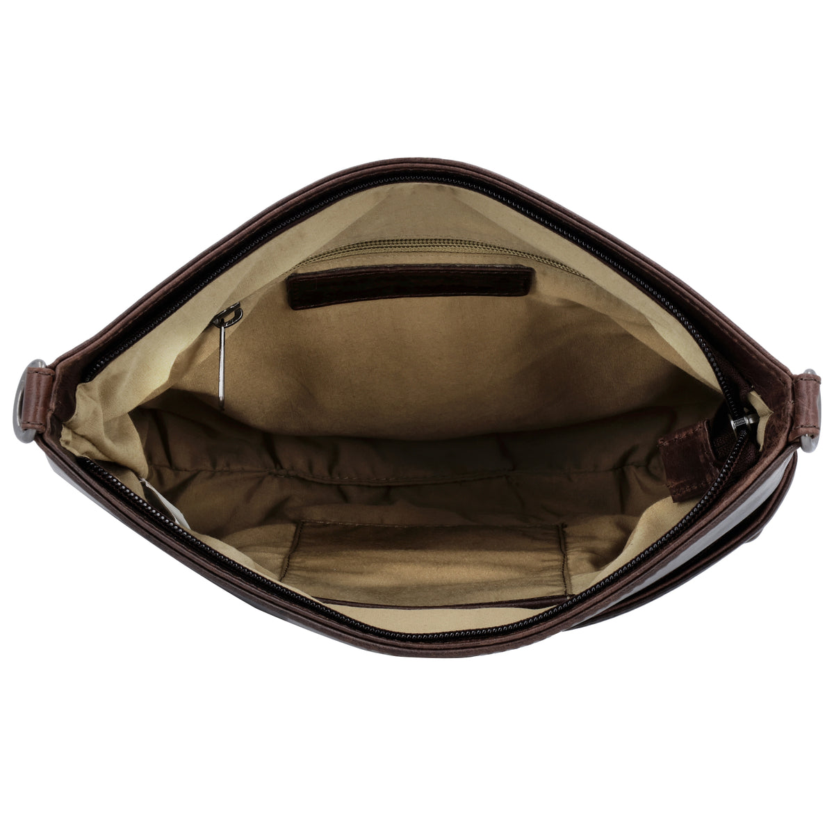 Schultertasche 26x25cm in Braun aus Leder mit Reißverschluss und Wechselriemen - leder-accessoires.com