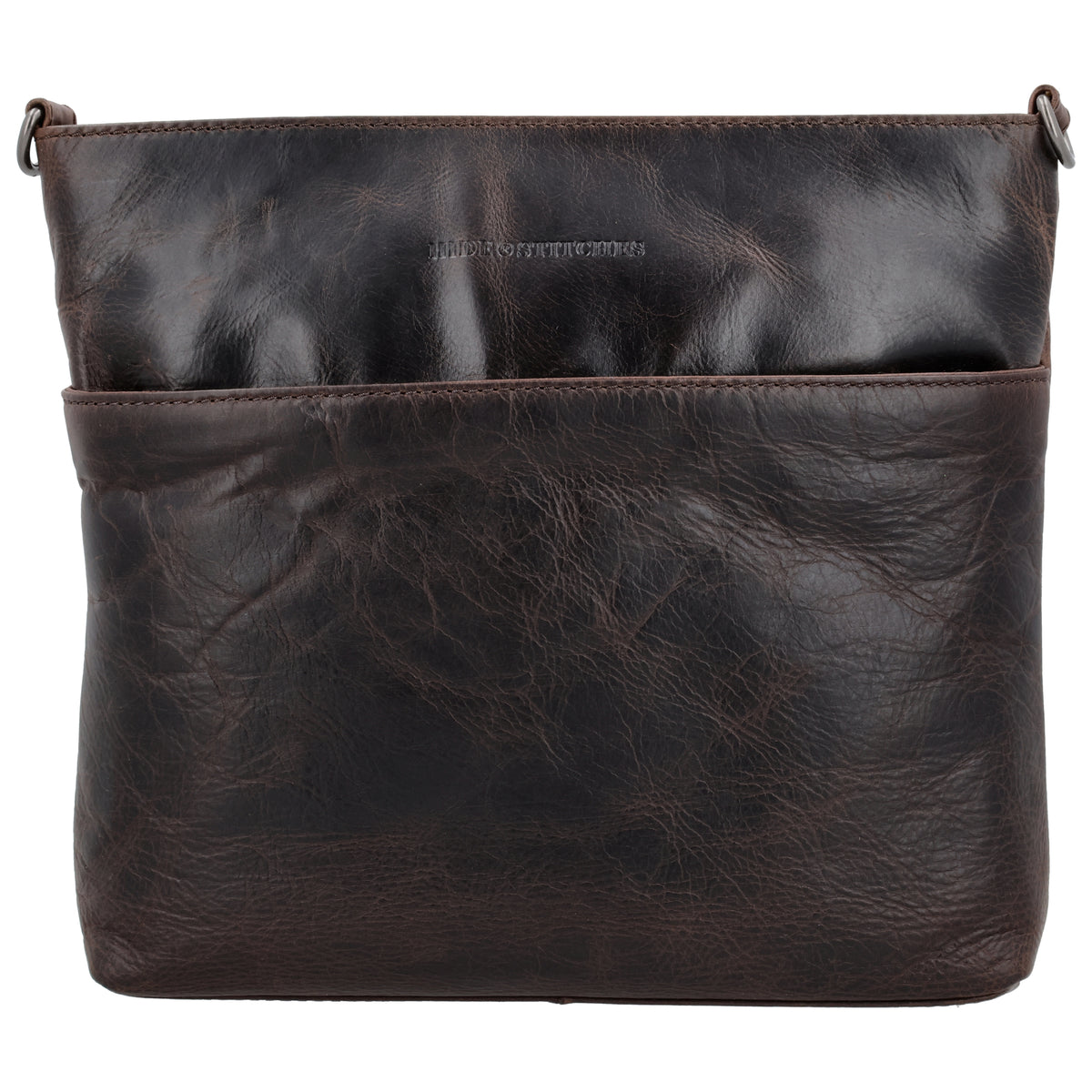 Schultertasche 26x25cm in Braun aus Leder mit Reißverschluss und Wechselriemen - leder-accessoires.com
