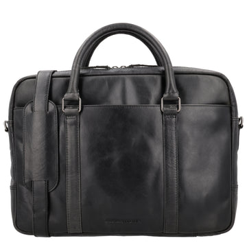 Businesstasche 38x29cm in Schwarz aus Leder mit Reißverschluss - leder-accessoires.com