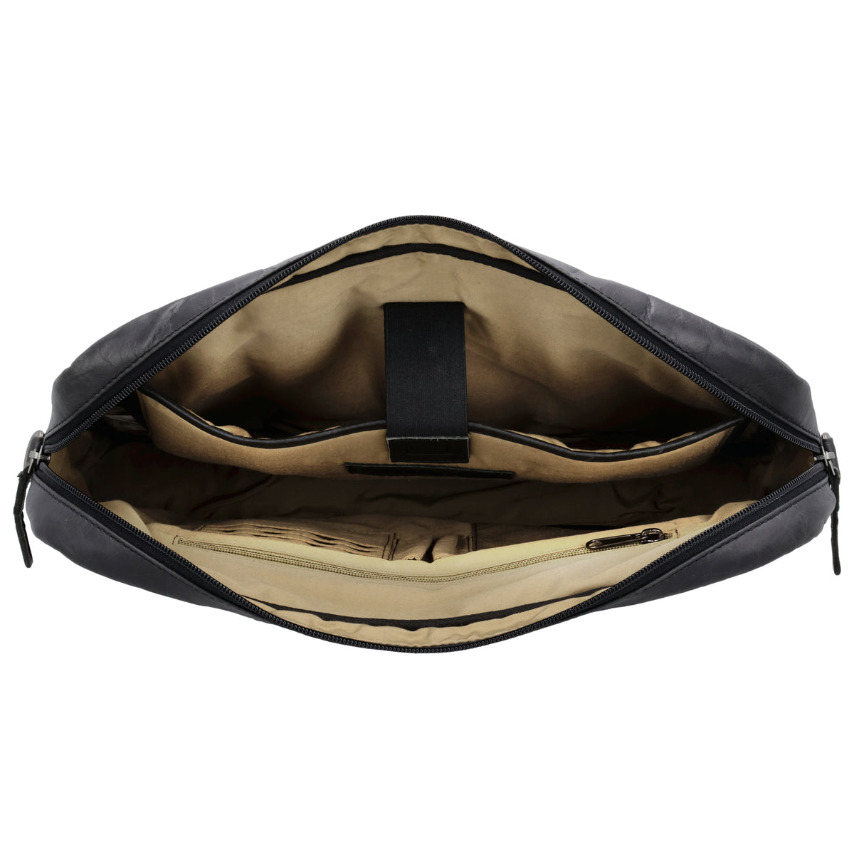 Businesstasche 38x29cm in Schwarz aus Leder mit Reißverschluss - leder-accessoires.com