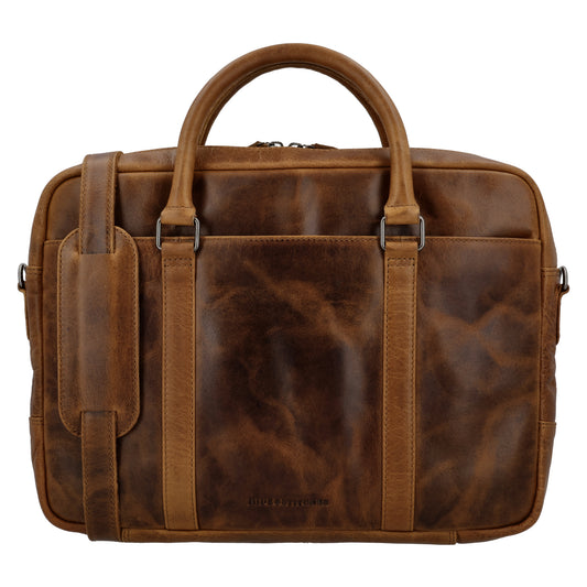 Businesstasche 38x29cm in Braun aus Leder mit Reißverschluss - leder-accessoires.com