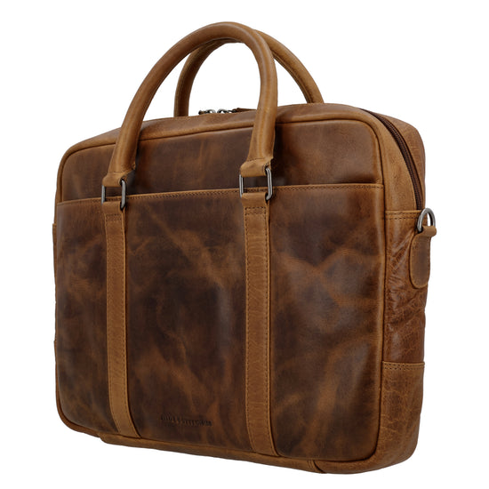 Businesstasche 38x29cm in Braun aus Leder mit Reißverschluss - leder-accessoires.com