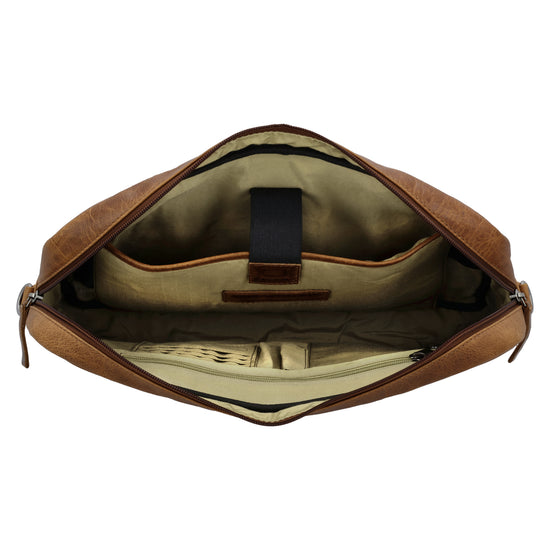 Businesstasche 38x29cm in Braun aus Leder mit Reißverschluss - leder-accessoires.com