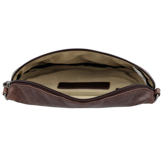 Bodybag 24x13cm in Braun mit Reißverschluss und Wechselriemen - leder-accessoires.com