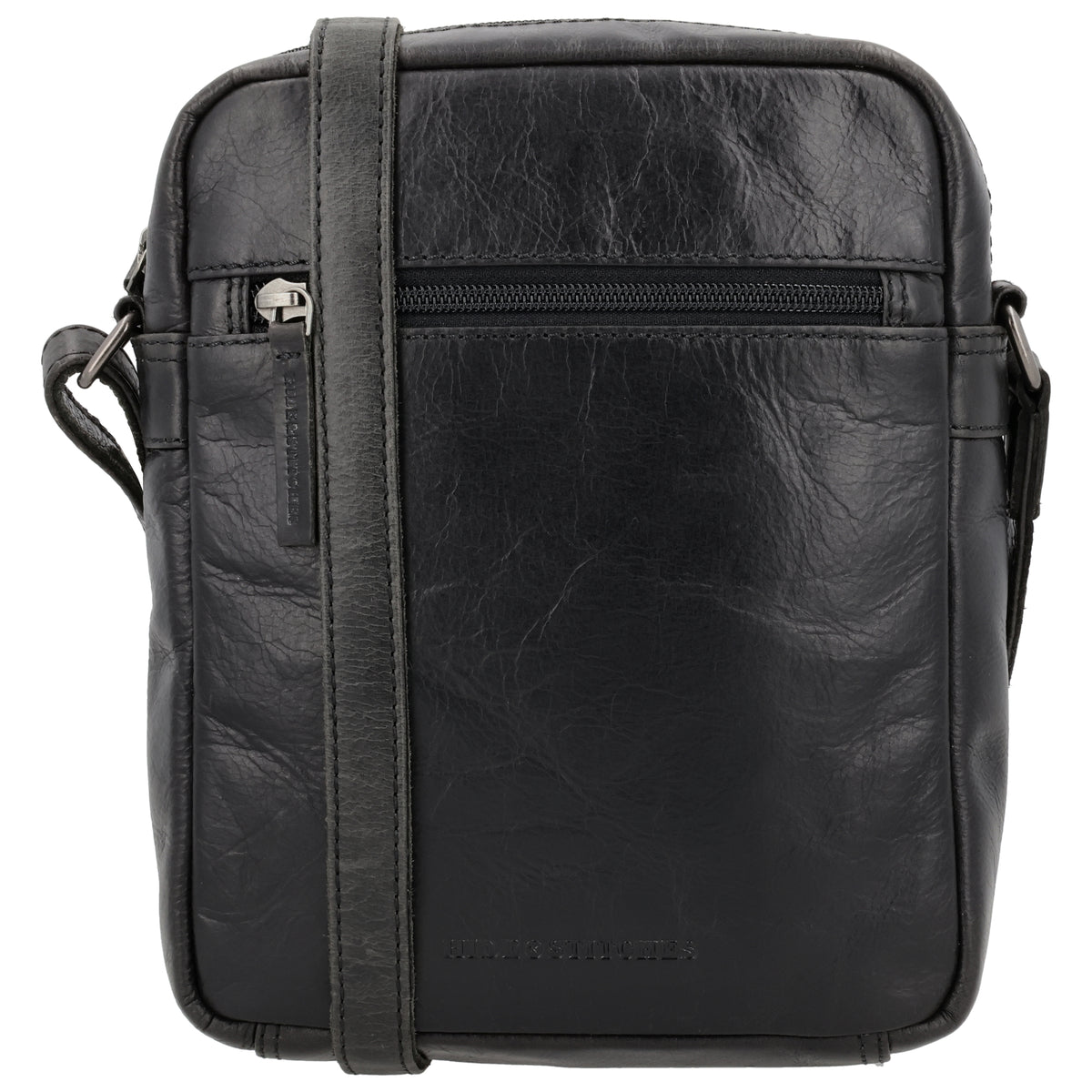 Schultertasche|Cross over 23,5x19cm in Schwarz aus Leder mit Reißverschluss - leder-accessoires.com