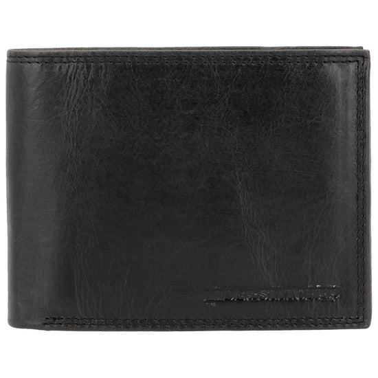 Geldbörse Querformat 12,5 x 10cm in Schwarz mit Riegel - leder-accessoires.com