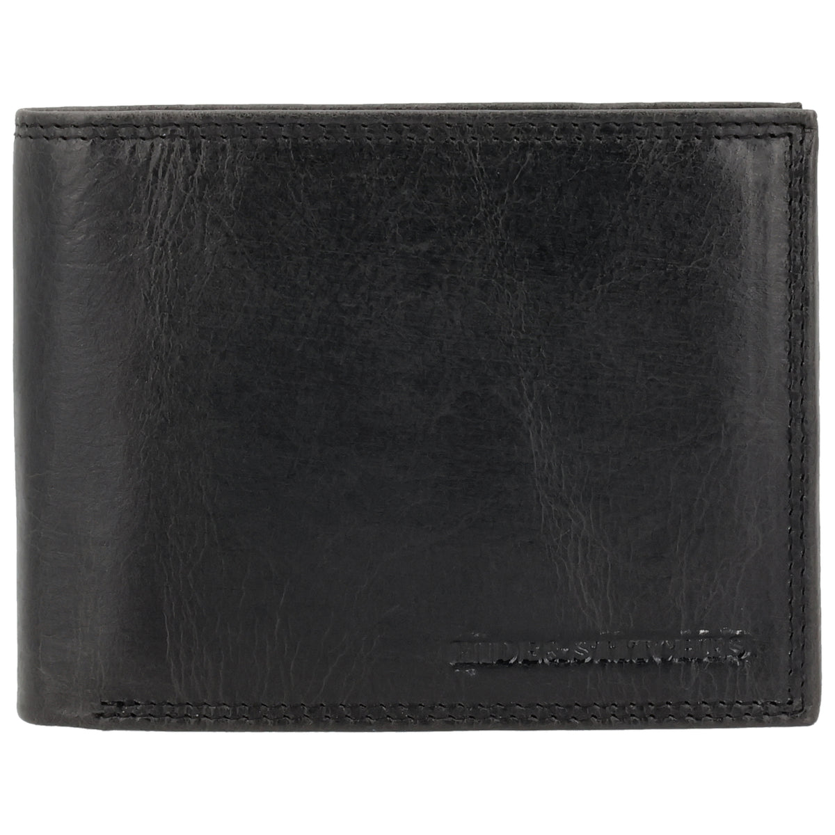 Geldbörse Querformat 12,5 x 10cm in Schwarz mit Riegel - leder-accessoires.com