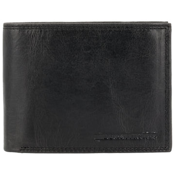 Geldbörse Querformat 12,5 x 10cm in Schwarz mit Riegel - leder-accessoires.com