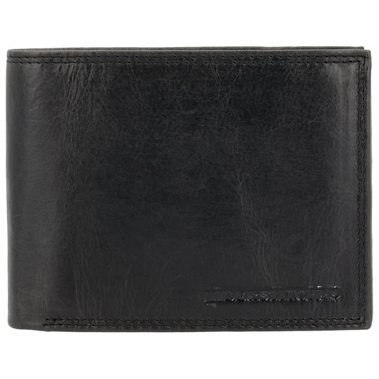 Geldbörse Querformat 12,5 x 10cm in Schwarz mit Riegel - leder-accessoires.com