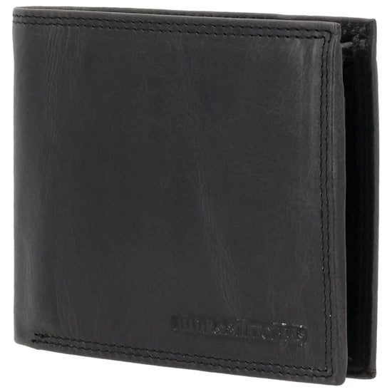 Geldbörse Querformat 12,5 x 10cm in Schwarz mit Riegel - leder-accessoires.com