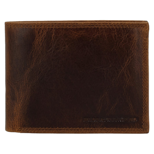Geldbörse Querformat 12,5 x 10cm in Braun mit Riegel - leder-accessoires.com