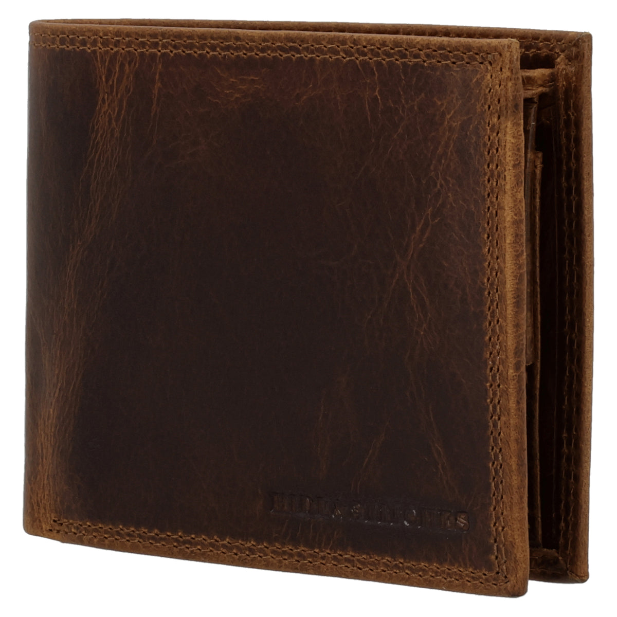 Geldbörse Querformat 12,5 x 10cm in Braun mit Riegel - leder-accessoires.com