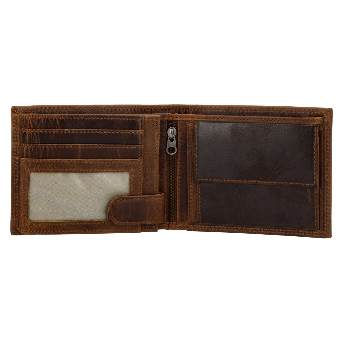 Geldbörse Querformat 12,5 x 10cm in Braun mit Riegel - leder-accessoires.com