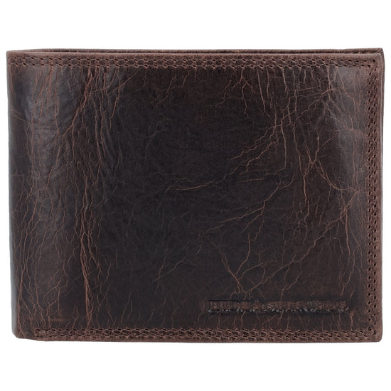 Geldbörse Querformat 12,5 x 10cm in Dunkelbraun mit Riegel - leder-accessoires.com