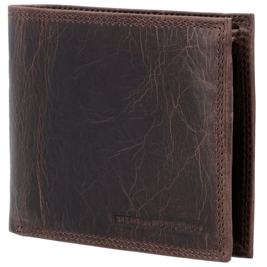 Geldbörse Querformat 12,5 x 10cm in Dunkelbraun mit Riegel - leder-accessoires.com