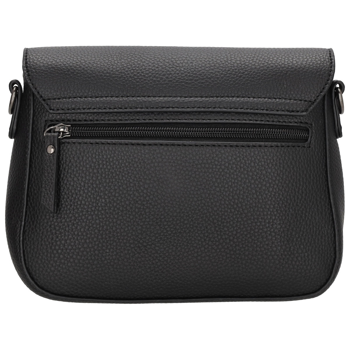 Schultertasche 26x18cm Schwarz mit Reißverschluss und Überschlag - leder-accessoires.com