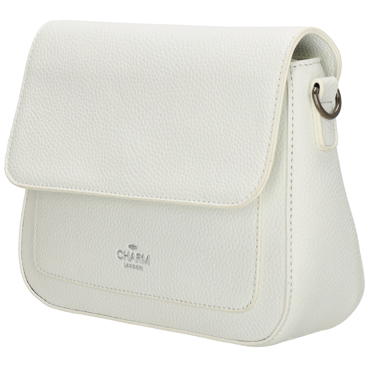 Schultertasche 26x18cm Weiß mit Reißverschluss und Überschlag - leder-accessoires.com