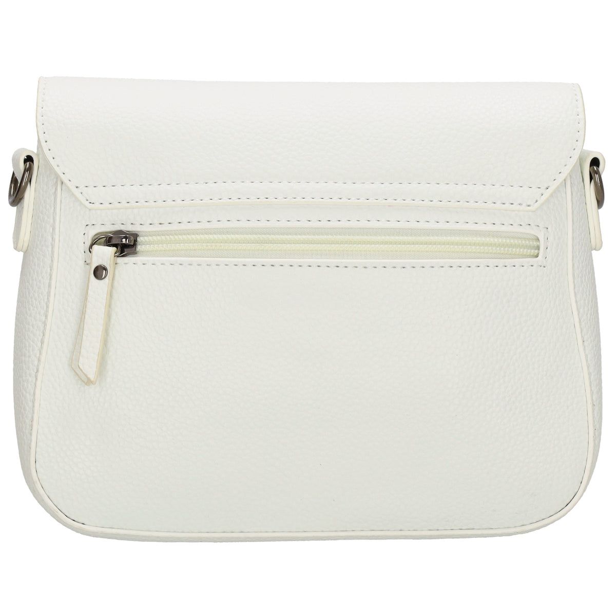 Schultertasche 26x18cm Weiß mit Reißverschluss und Überschlag - leder-accessoires.com
