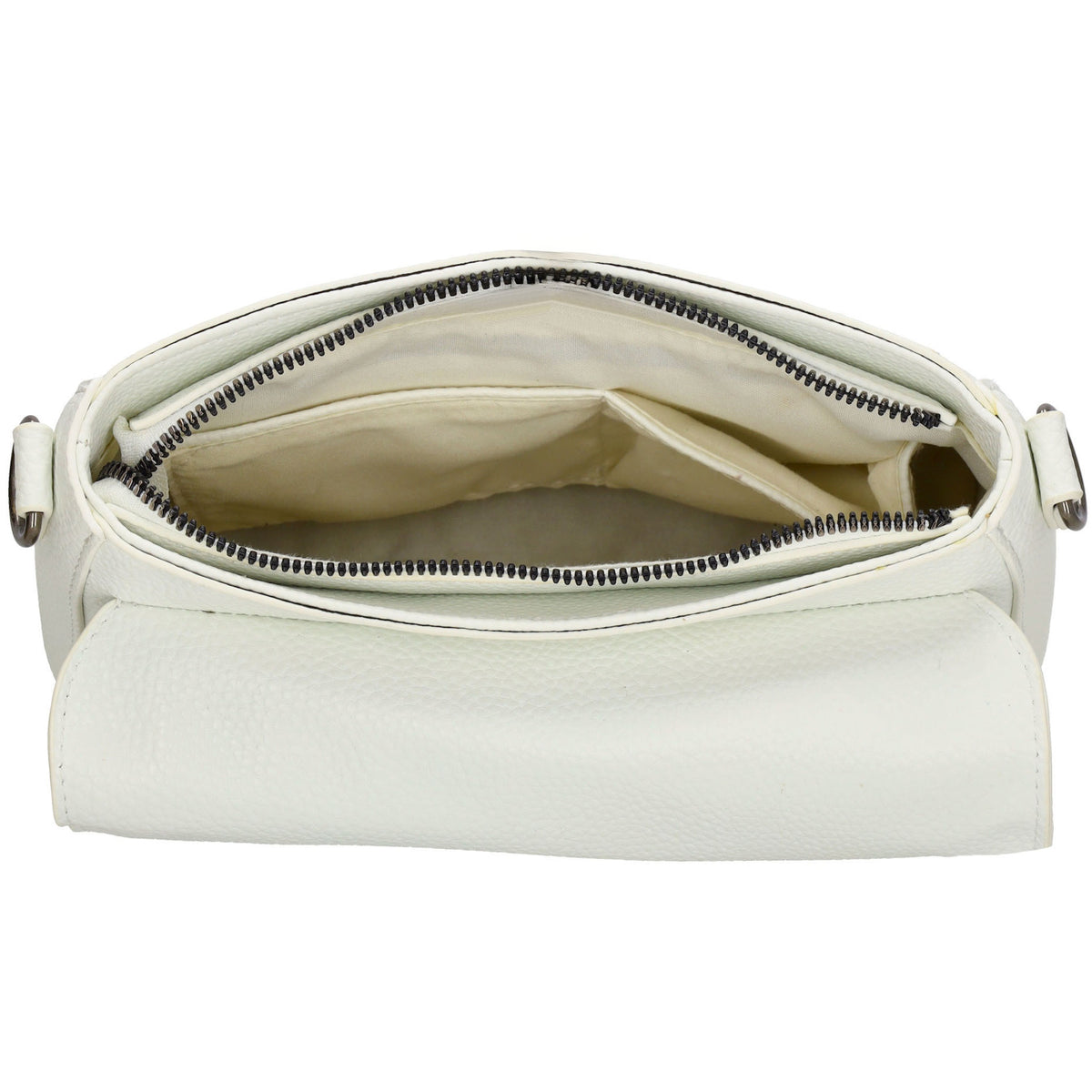 Schultertasche 26x18cm Weiß mit Reißverschluss und Überschlag - leder-accessoires.com