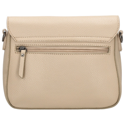 Schultertasche 26x18cm Taupe mit Reißverschluss und Überschlag - leder-accessoires.com