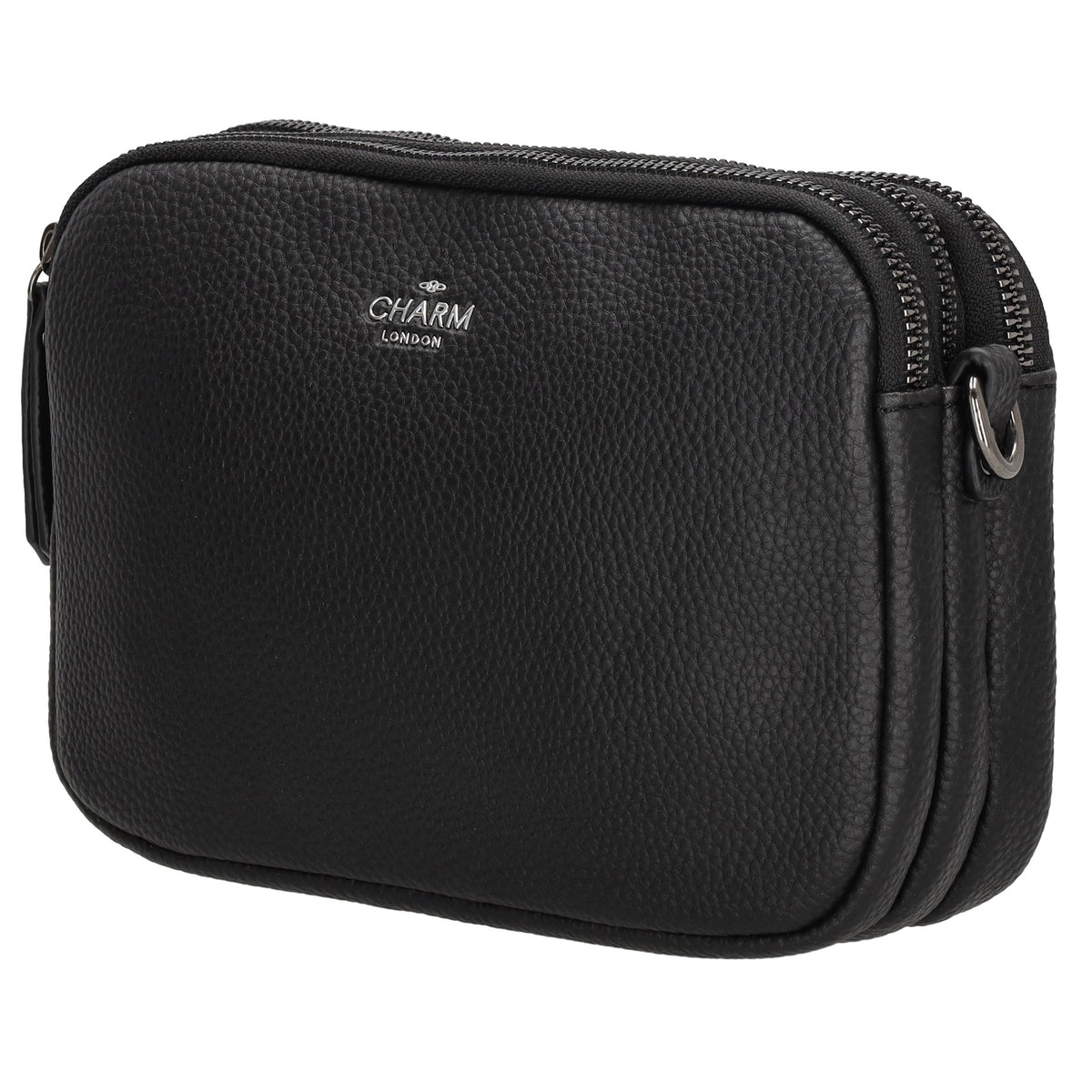 Schultertasche 21x14cm in Schwarz mit drei Hauptfächern und Reißverschluss - leder-accessoires.com