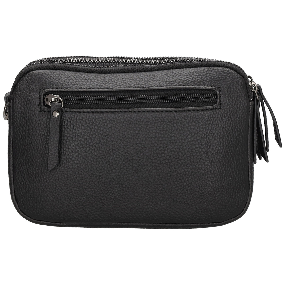 Schultertasche 21x14cm in Schwarz mit drei Hauptfächern und Reißverschluss - leder-accessoires.com