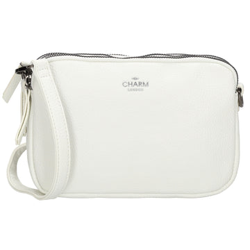Schultertasche 21x14cm in Weiß mit drei Hauptfächern und Reißverschluss - leder-accessoires.com