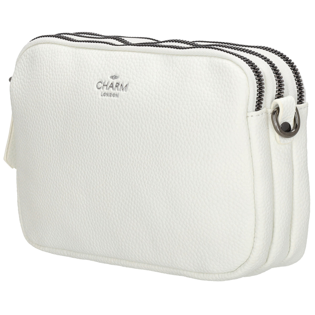Schultertasche 21x14cm in Weiß mit drei Hauptfächern und Reißverschluss - leder-accessoires.com
