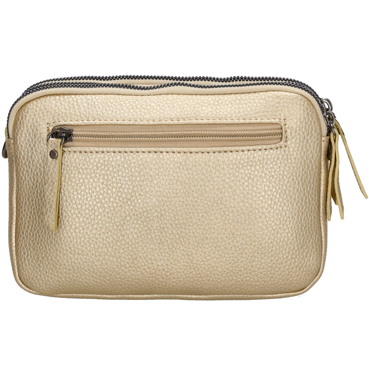 Schultertasche 21x14cm in Gold mit drei Hauptfächern und Reißverschluss - leder-accessoires.com