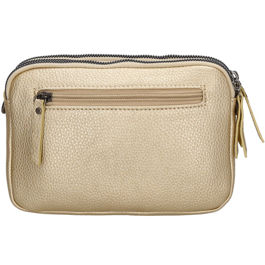 Schultertasche 21x14cm in Gold mit drei Hauptfächern und Reißverschluss - leder-accessoires.com