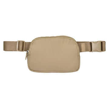 Bodybag|Gürteltasche 19,5 x 14cm in Taupe wattiert - leder-accessoires.com