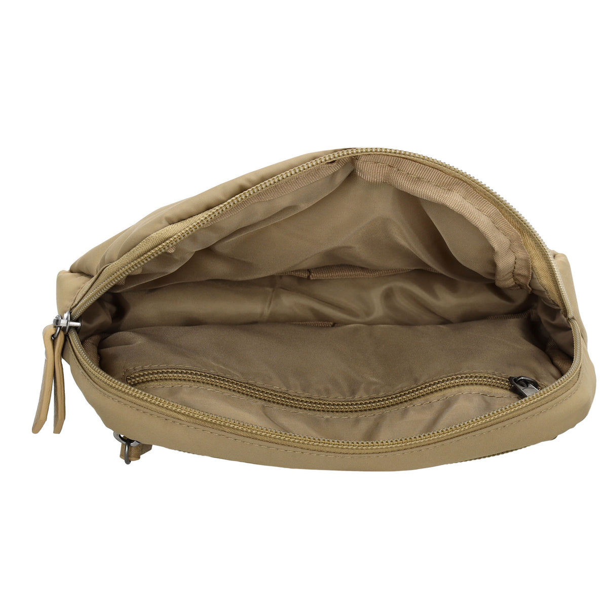 Bodybag|Gürteltasche 19,5 x 14cm in Taupe wattiert - leder-accessoires.com