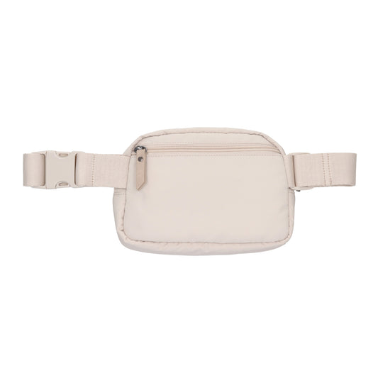 Bodybag|Gürteltasche 19,5 x 14cm in Creme wattiert - leder-accessoires.com