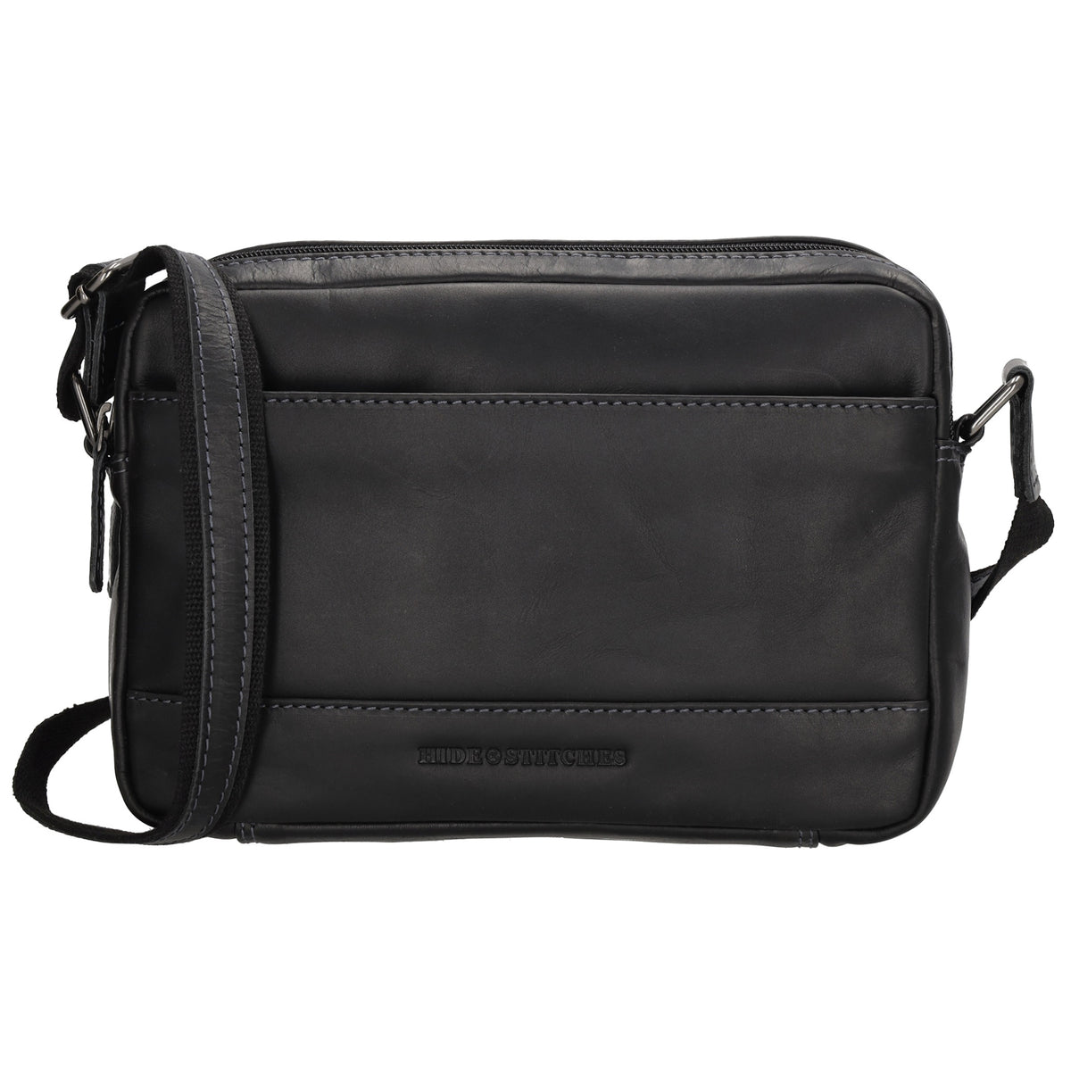 Schultertasche 23,5x16cm in Schwarz aus Leder mit Reißverschluss - leder-accessoires.com