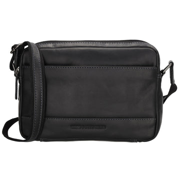 Schultertasche 23,5x16cm in Schwarz aus Leder mit Reißverschluss - leder-accessoires.com