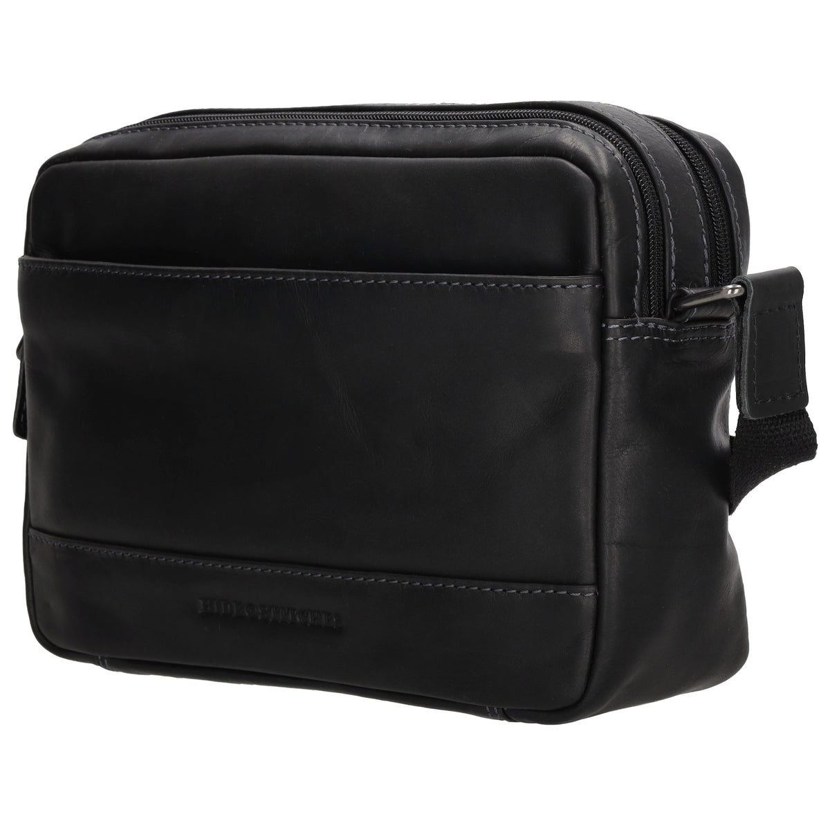 Schultertasche 23,5x16cm in Schwarz aus Leder mit Reißverschluss - leder-accessoires.com