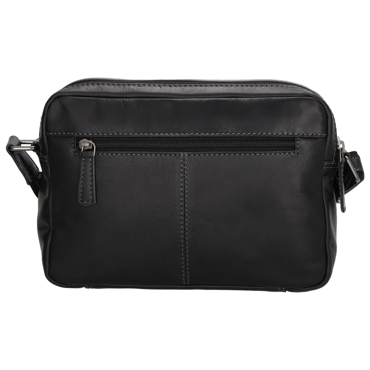 Schultertasche 23,5x16cm in Schwarz aus Leder mit Reißverschluss - leder-accessoires.com