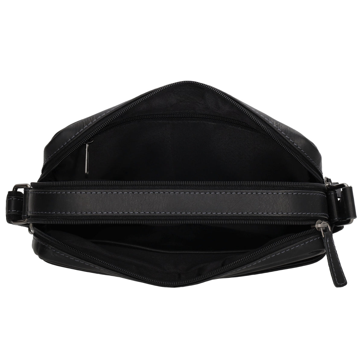 Schultertasche 23,5x16cm in Schwarz aus Leder mit Reißverschluss - leder-accessoires.com