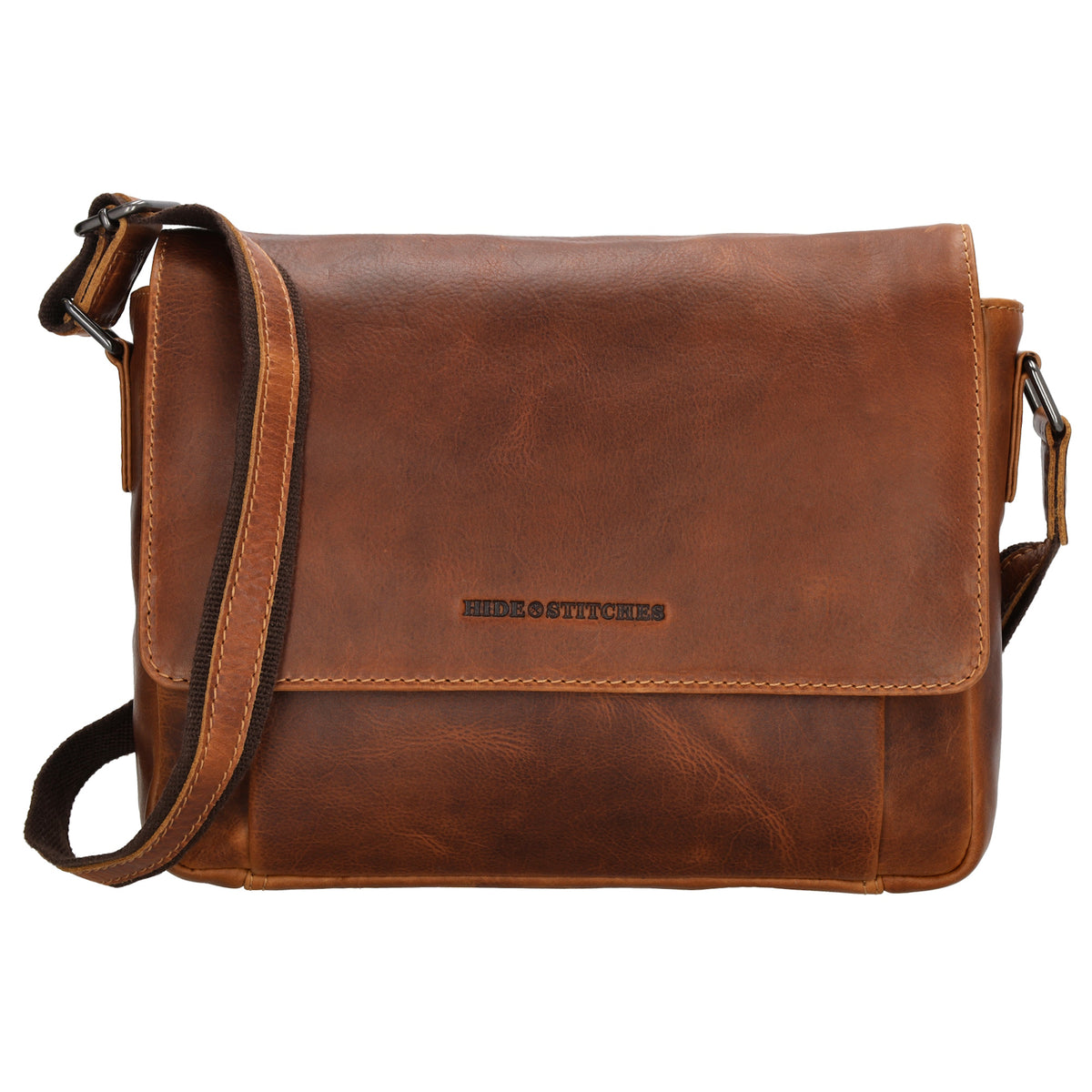 Schultertasche 28x19cm in Braun aus Leder mit Überschlag - leder-accessoires.com