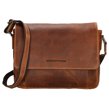 Schultertasche 28x19cm in Braun aus Leder mit Überschlag - leder-accessoires.com