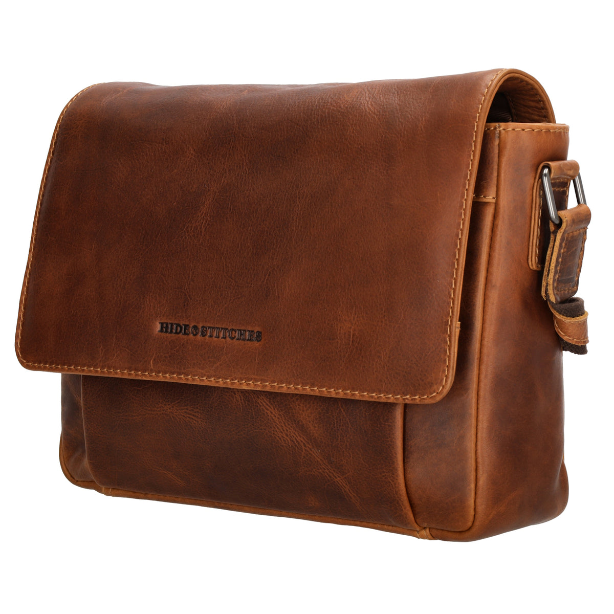 Schultertasche 28x19cm in Braun aus Leder mit Überschlag - leder-accessoires.com