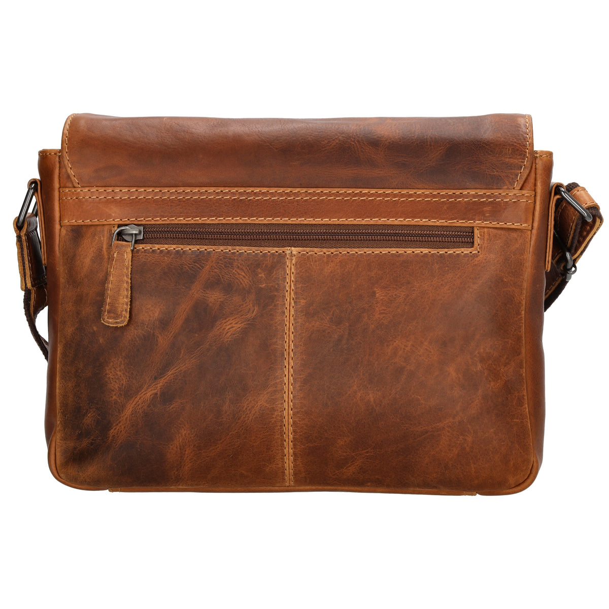 Schultertasche 28x19cm in Braun aus Leder mit Überschlag - leder-accessoires.com
