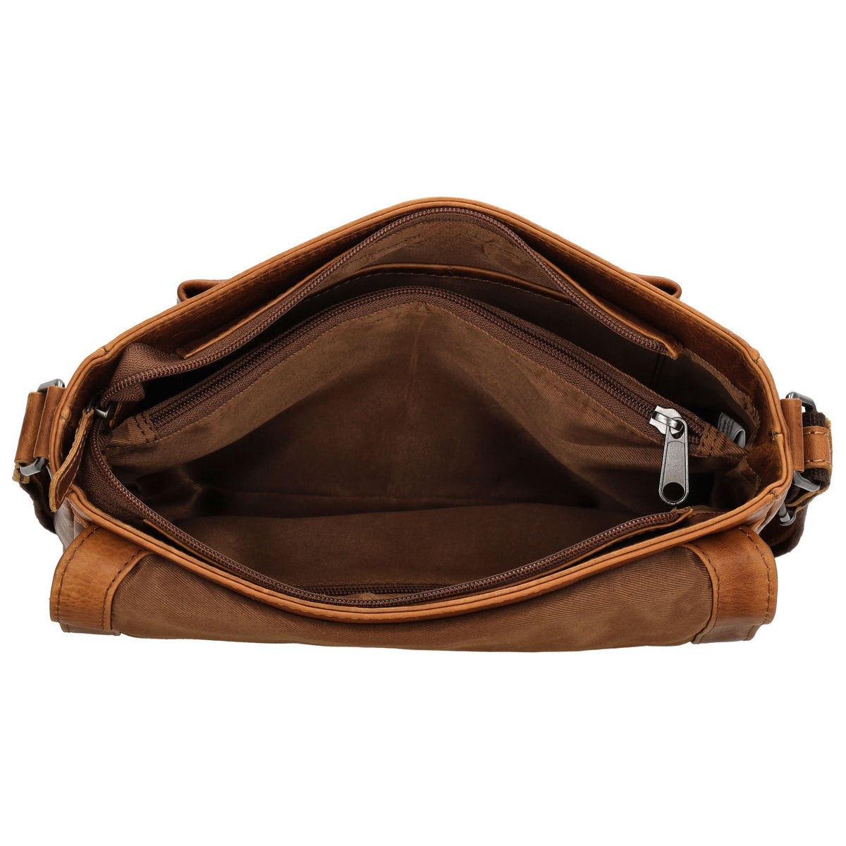 Schultertasche 28x19cm in Braun aus Leder mit Überschlag - leder-accessoires.com