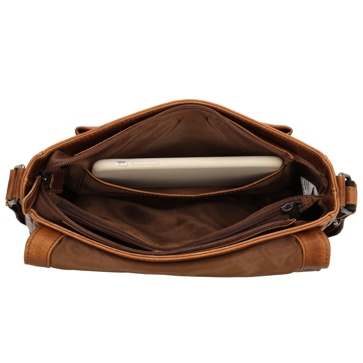 Schultertasche 28x19cm in Braun aus Leder mit Überschlag - leder-accessoires.com