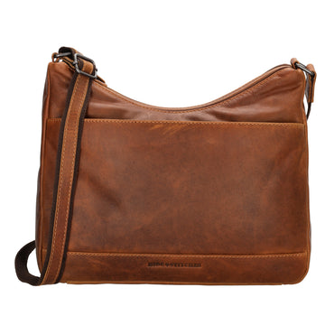 Schultertasche 31x21cm in Braun aus Leder mit Reißverschluss - leder-accessoires.com
