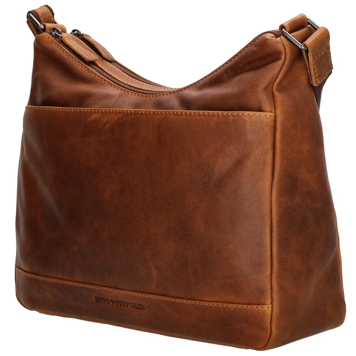 Schultertasche 31x21cm in Braun aus Leder mit Reißverschluss - leder-accessoires.com